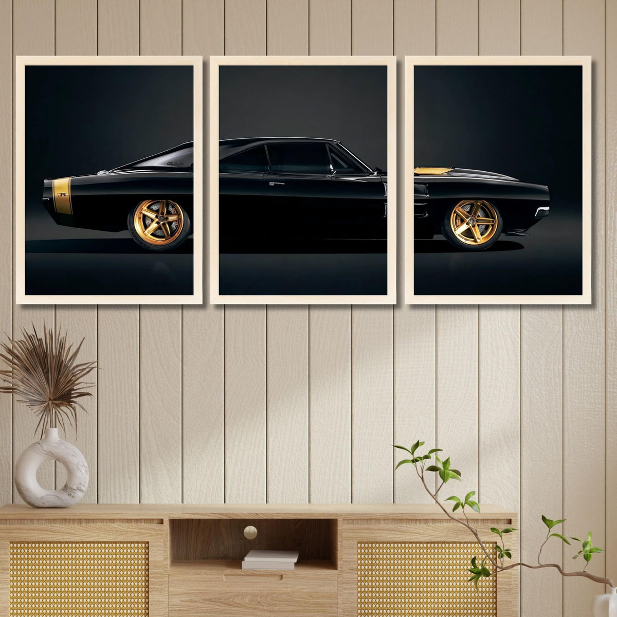 VENUXE ARTS Set Of 3 Big Sports Cars Framed Posters Gift Items for Boys Room Wall Decoration Bedroom Living Room Office Studio Décor | Car Poster Frame for Wall Décor