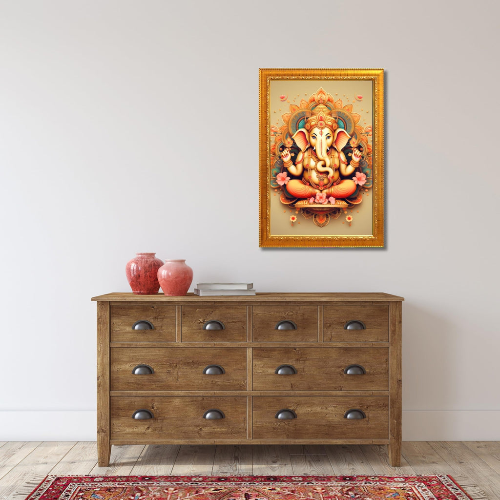 CRAFT QUEST Lord Ganesh ji Wall Hanging Frame for Living Room, Pooja Room Décor GA-216
