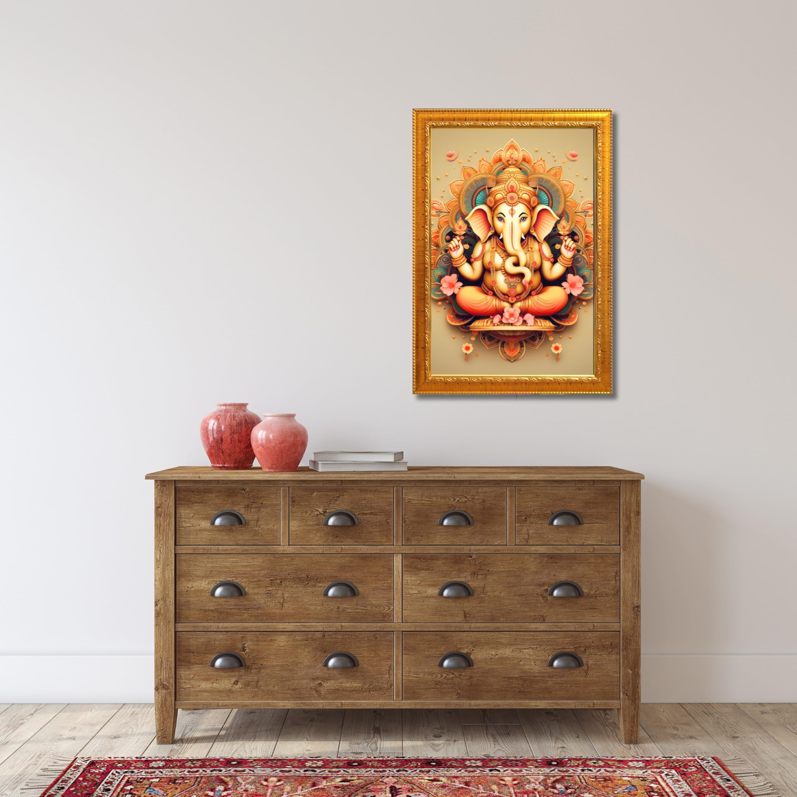 CRAFT QUEST Lord Ganesh ji Wall Hanging Frame for Living Room, Pooja Room Décor GA-216