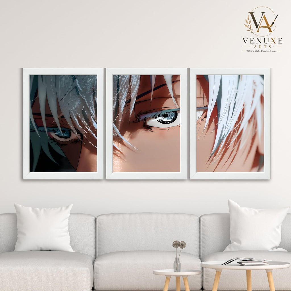 VENUXE ARTS Set Of 3 Anime Characters Wall Framed |Anime Characters Framed Poster for Living Room Bedroom Gaming Room Studio Wall Decor