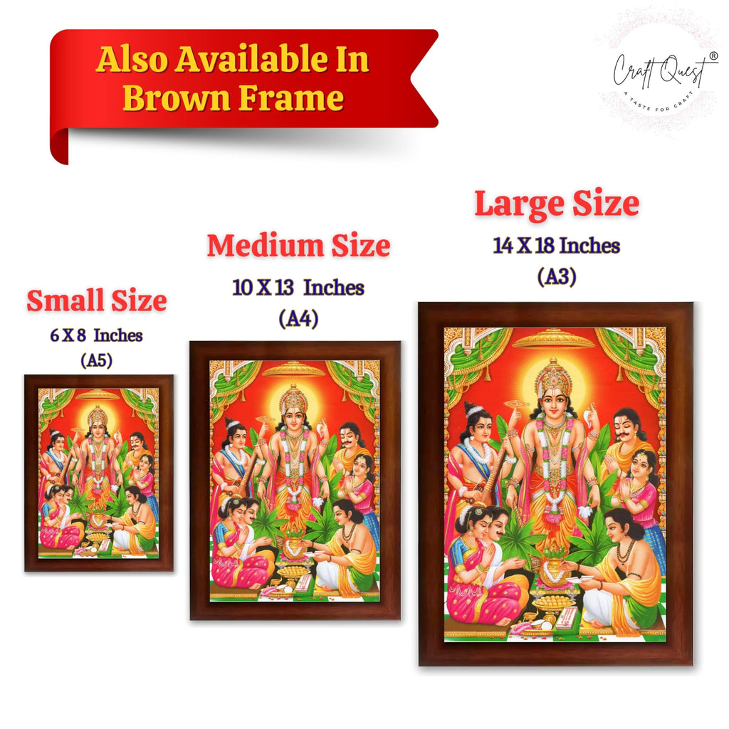 CRAFT QUEST Satyanarayana Swamy God Satyanarayan Photo Frame | Religious Photo Frame | Ideal for Home, Office, Temple & Puja Room, Wall Decor
