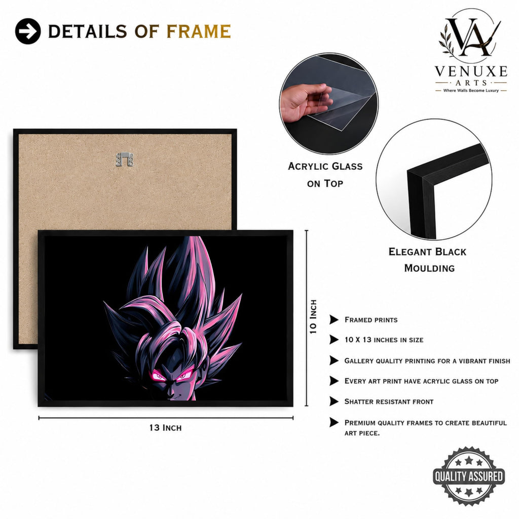 VENUXE ARTS Set Of 3 Anime Characters Wall Framed |Anime Characters Framed Poster for Living Room Bedroom Gaming Room Studio Wall Decor