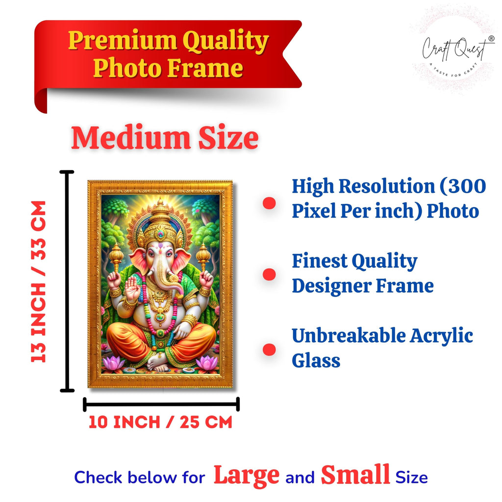 CRAFT QUEST Lord Ganesh Ganpati ji Wall Hanging Frame for Living Room, Pooja Room Décor Items GA-218
