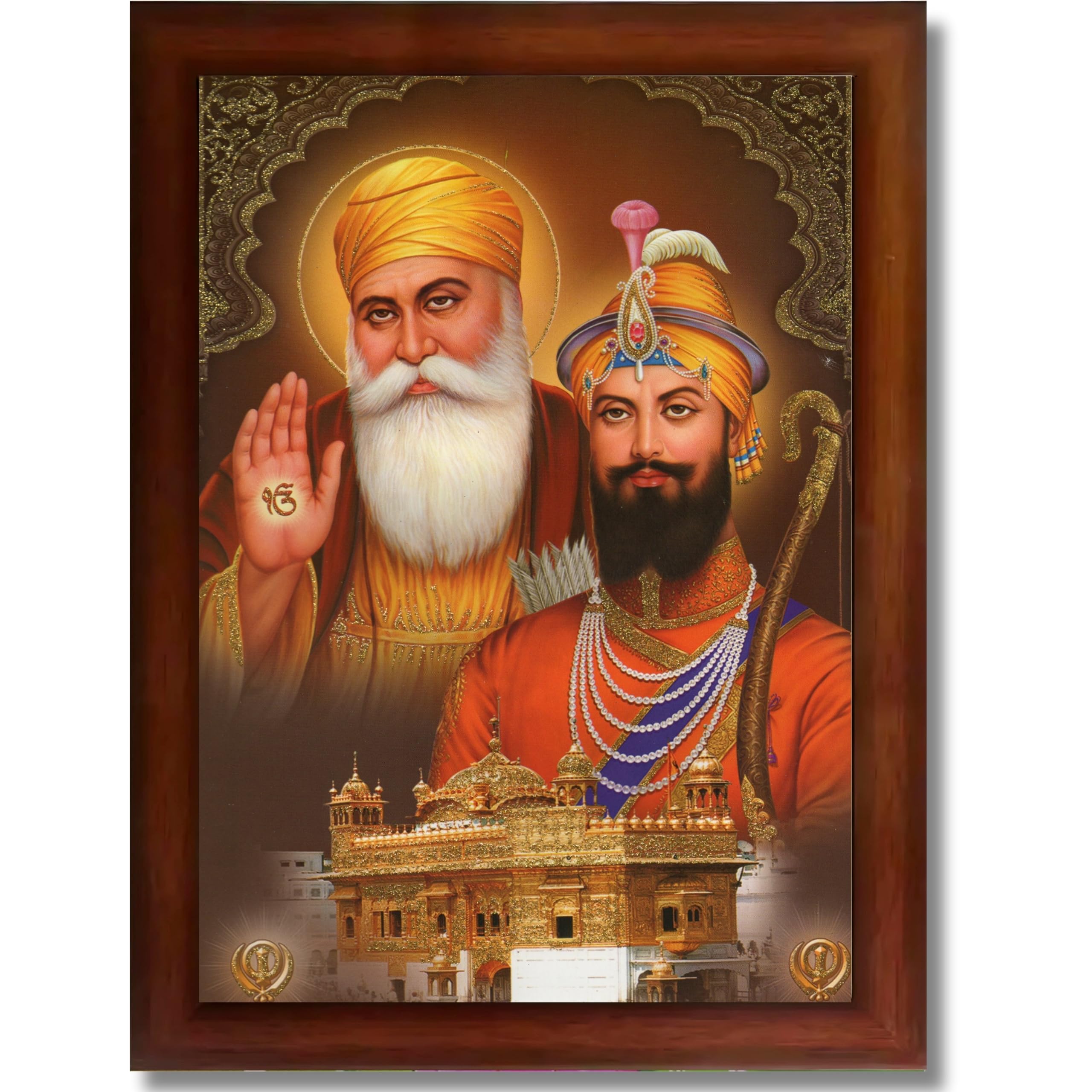 CRAFT QUEST Satnam Waheguru Gurunanak Dev Ji Photo Frame Sikh Guru Photo for Home Decor Spiritual Wall Hanging and Living Room Decoration