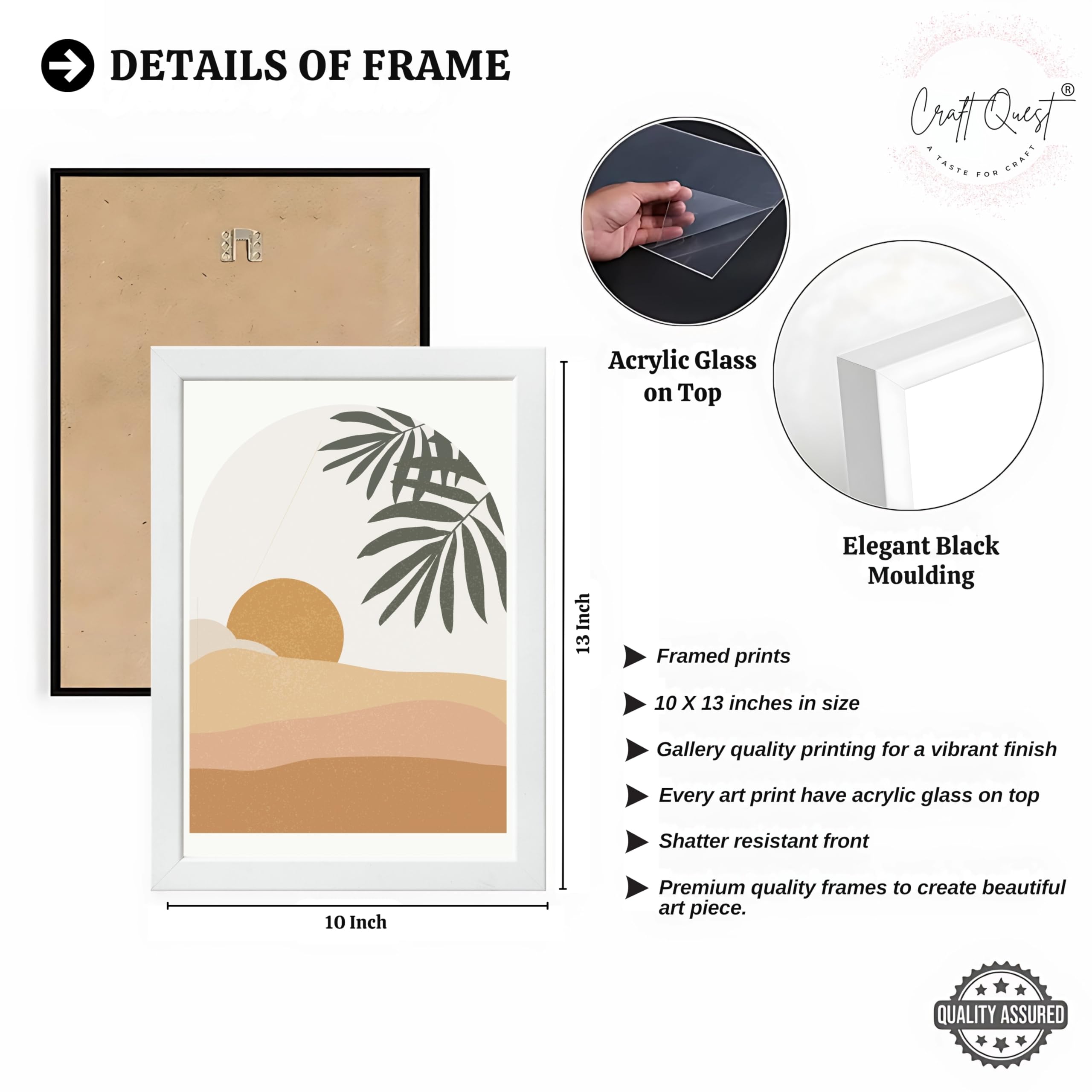 CRAFT QUEST Wall Art Decor Painting | Set of 3 Abstract Wall Art Frames for Home Decoration | Ideal for Living Room, Bedrooms & Offices
