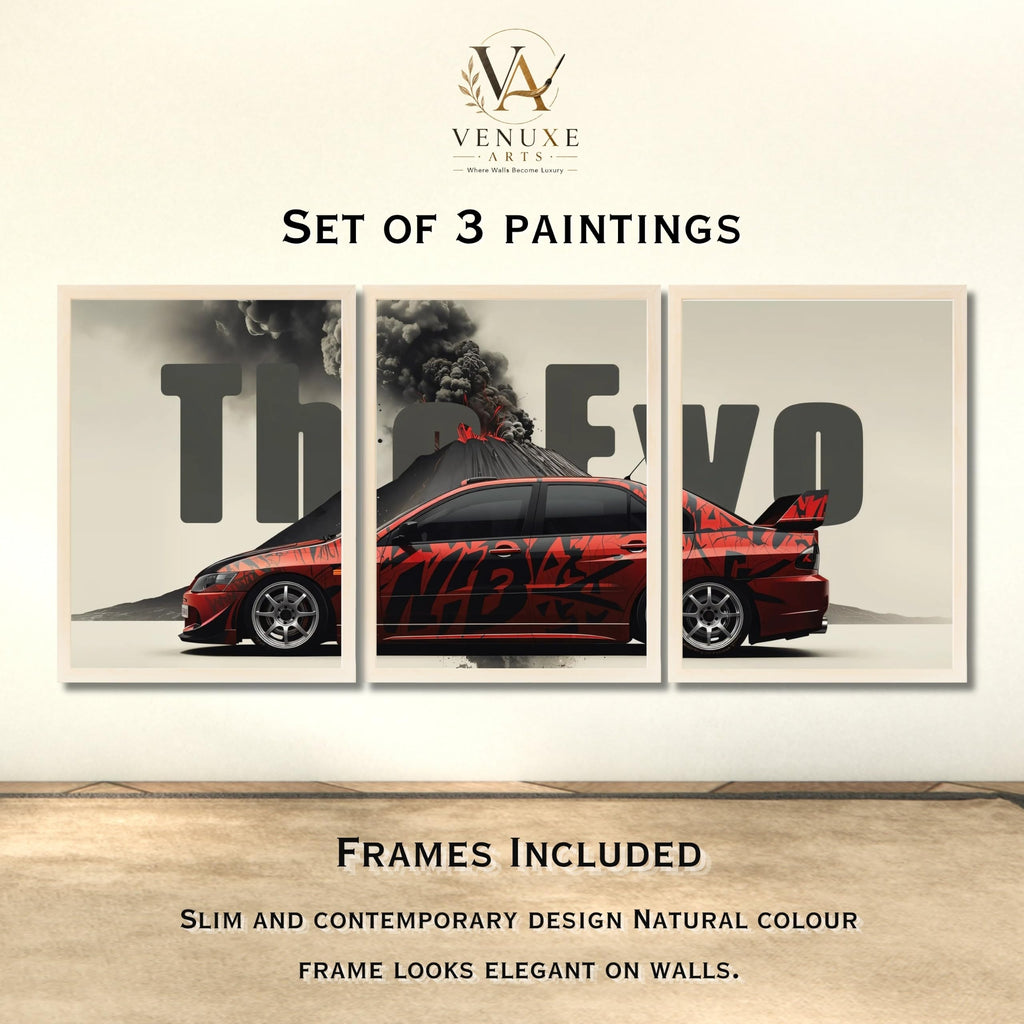VENUXE ARTS Set Of 3 Big Sports Cars Framed Posters Gift Items for Boys Room Wall Decoration Bedroom Living Room Office Studio Décor | Car Poster Frame for Wall Décor
