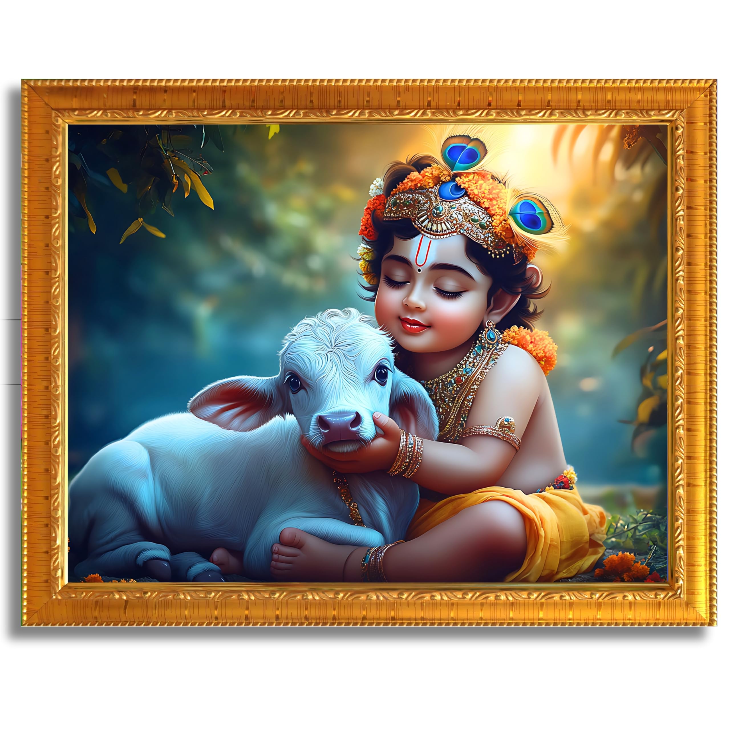 CRAFT QUEST Little Krishna Bal Gopal Wall Photo Frame | Hindu God Kanha Devotional Home Decor | Gift Item