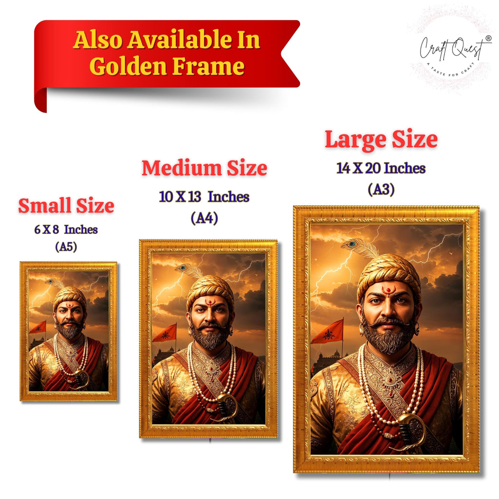 CRAFT QUEST Shivaji Chhatrapati Maharaj Wall Photo Frame | For Living, Pooja Room | Wall Decoration Item | Best Gifting Option