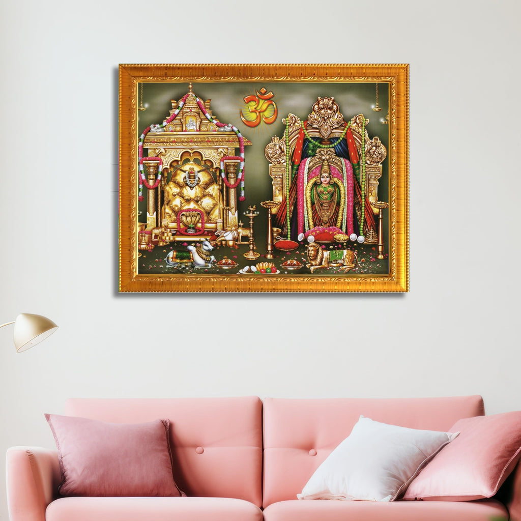 CRAFT QUEST Maallikaarjuna swamy brambarambika Ammavaru god photo frame | South God Picture Frame for Home, Office, Temple & Gifting, Decor