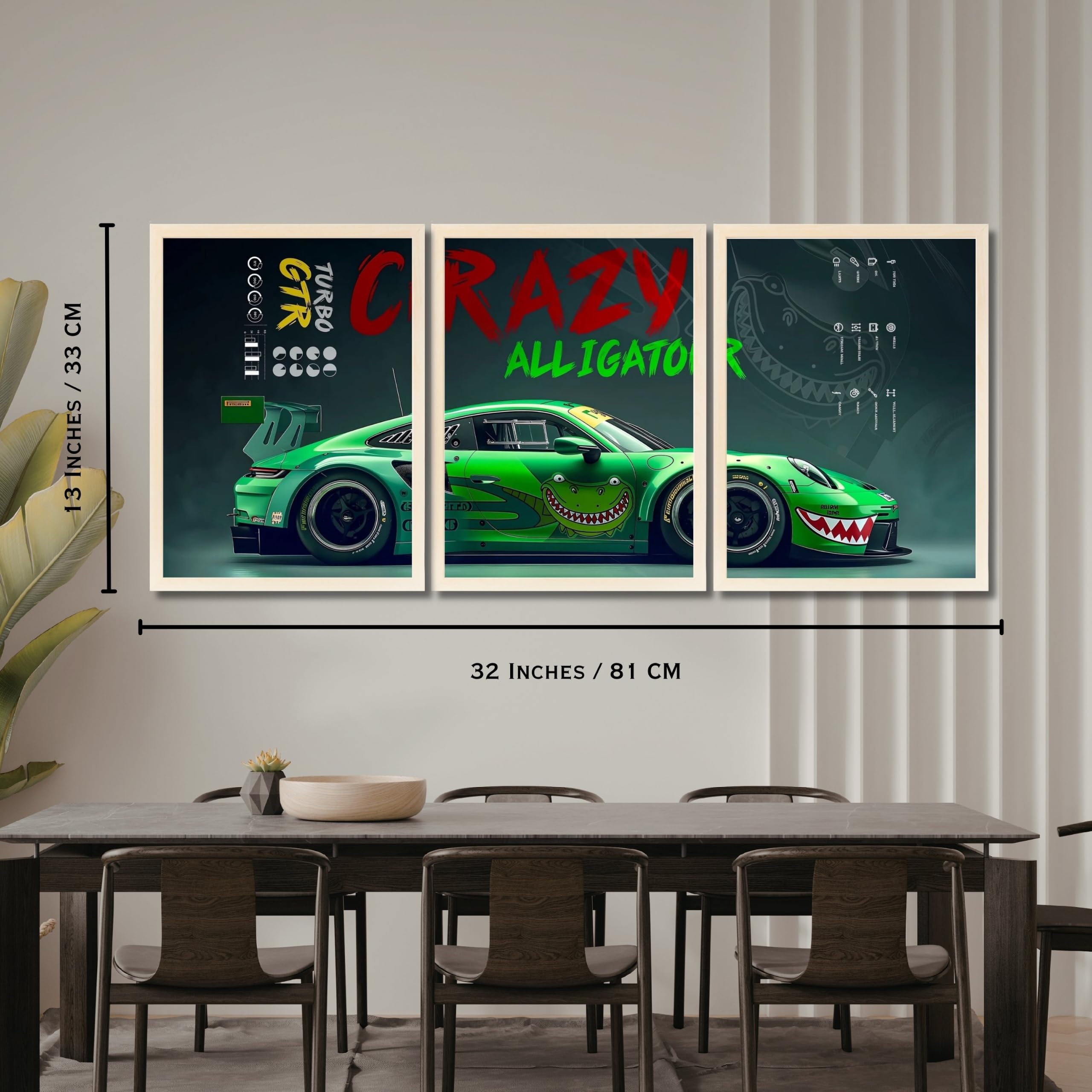 VENUXE ARTS Set Of 3 Big Sports Cars Framed Posters Gift Items for Boys Room Wall Decoration Bedroom Living Room Office Studio Décor | Car Poster Frame for Wall Décor