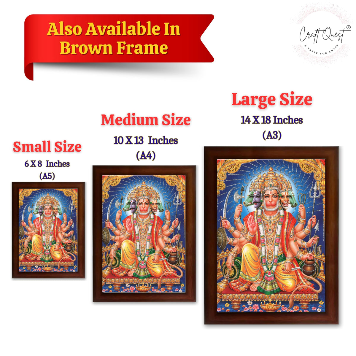 CRAFT QUEST Panchmukhi Hanuman JI | Bajrangbali Religious Photo frame