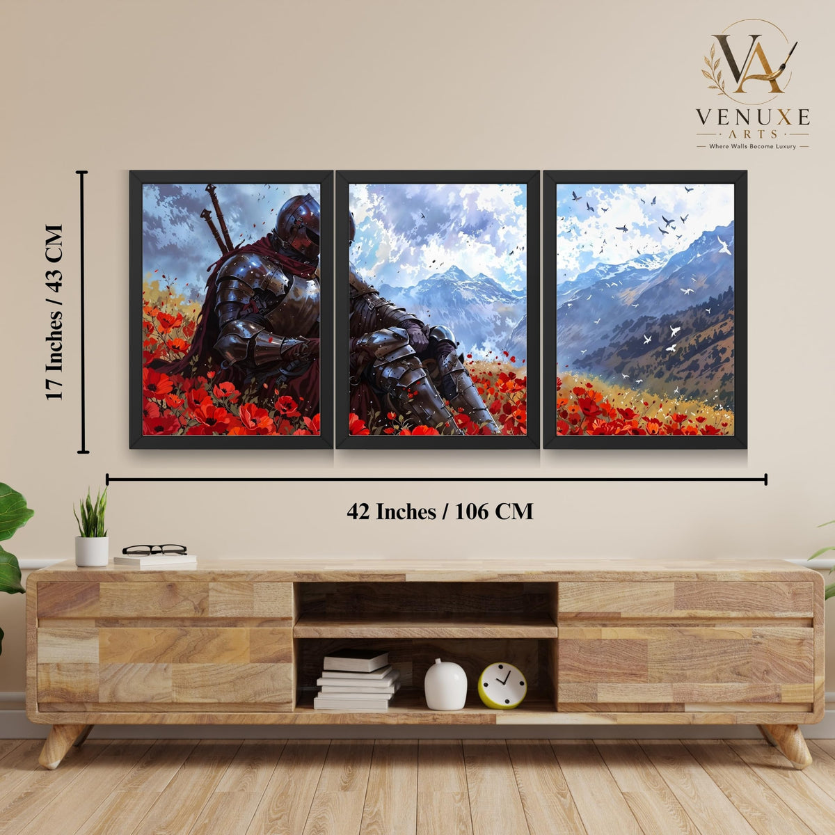 VENUXE ARTS Set Of 3 Anime Characters Wall Framed |Anime Characters Framed Poster for Living Room Bedroom Gaming Room Studio Wall Decor