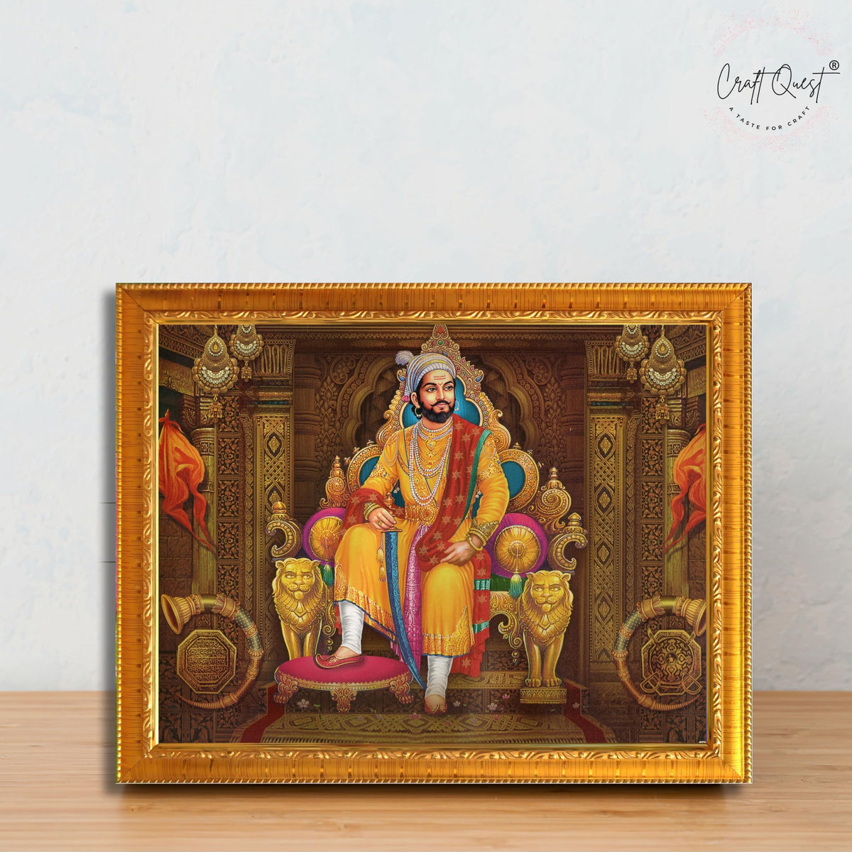 CRAFT QUEST Chhatrapati Shivaji Maharaj Wall Photo Frame | Lightweight | Home Decoration Item | Indian Historic Classic Painting Wall Art Best Gifting Option