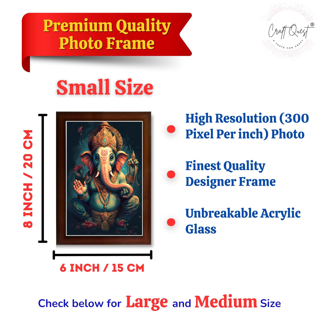 CRAFT QUEST God Ganpati Modern Wall Art Painting With Frame For Pooja, Home and Office Decor Item