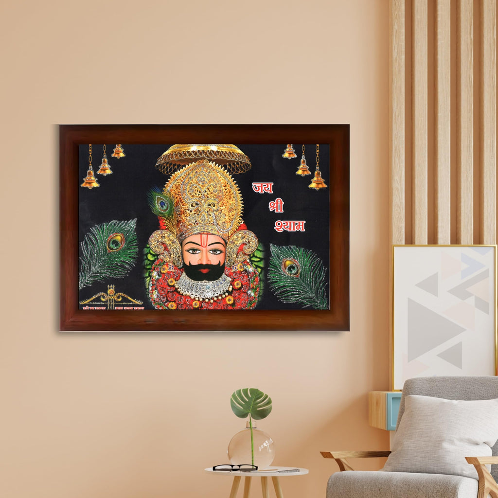 CRAFT QUEST Khatu Shyam Ji | Shyam Baba | Hare Ka Sahara Khatu Shyam Hamara Photo Frame Wall Painting For Home Decoration And Gifting