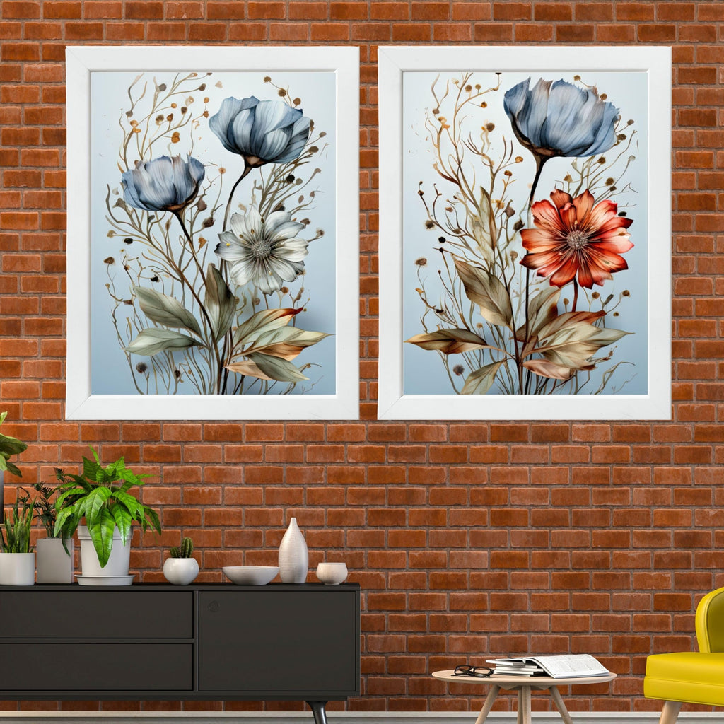 CRAFT QUEST Wall Art Decor Paintings | Set of 2 Floral Wall Art Frames for Home Decoration | Ideal for Living Room, Bedroom & Office