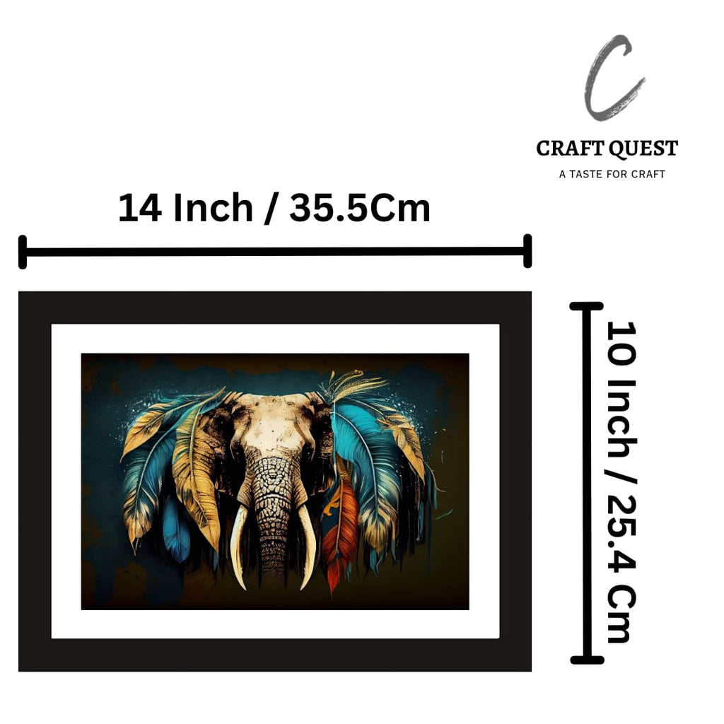 CRAFT QUEST Abstract Modern Pachyart Art Painting Poster Frame for Home & Office Wall Decoration - Portrait, Wall Display (Black, 14x10 Inch Frame with Art Print) (Tropical Reverie)