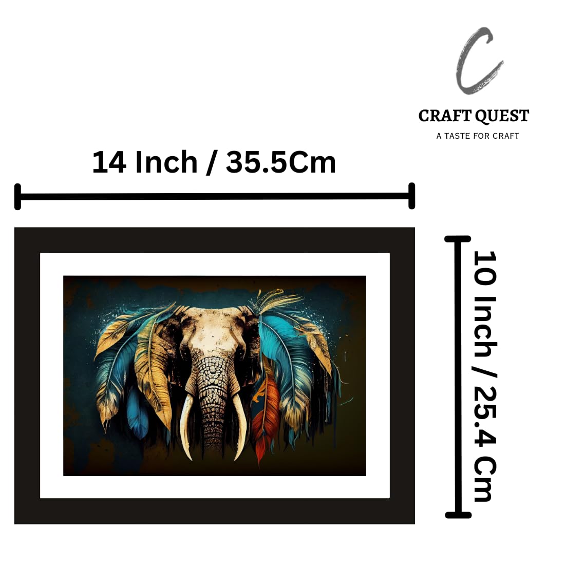 CRAFT QUEST Abstract Modern Pachyart Art Painting Poster Frame for Home & Office Wall Decoration - Portrait, Wall Display (Black, 14x10 Inch Frame with Art Print) (Tropical Reverie)
