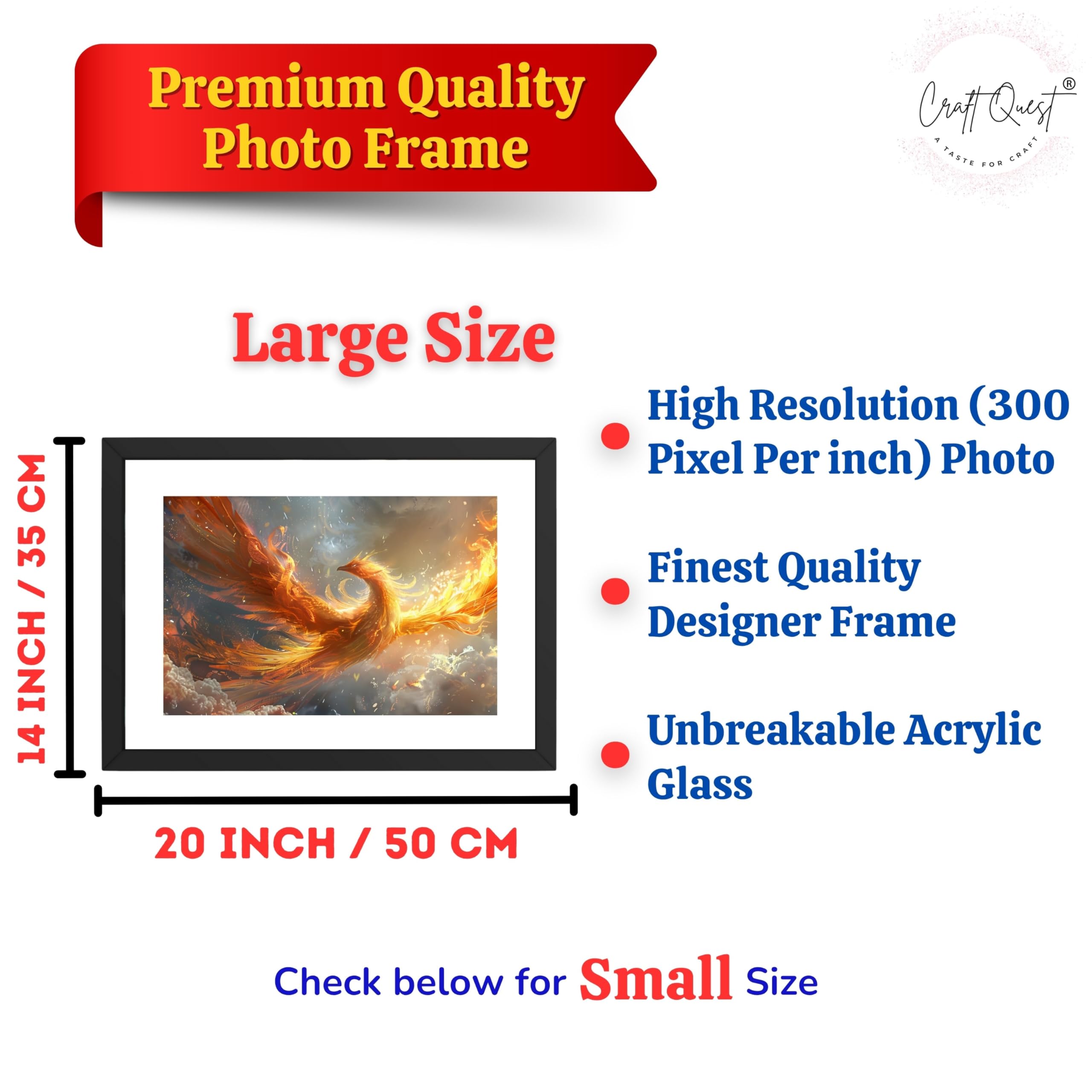 CRAFT QUEST Phoenix Bird Painting – Rising Phoenix Vastu Wall Art – Wall Decoration – Positive Energy Painting for Success, Growth & Spiritual Inspiration