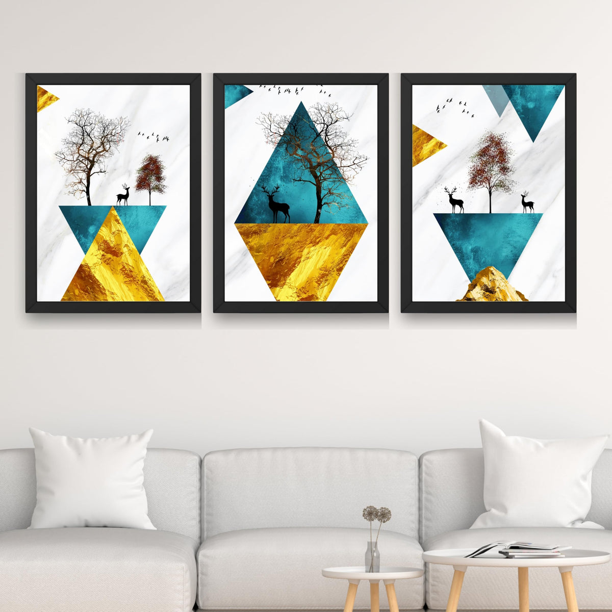 CRAFT QUEST Abstract Modern Art Wall Frame | Set of 3 Frames for Home Decoration | Ideal for Living Room, Bedroom & Offices