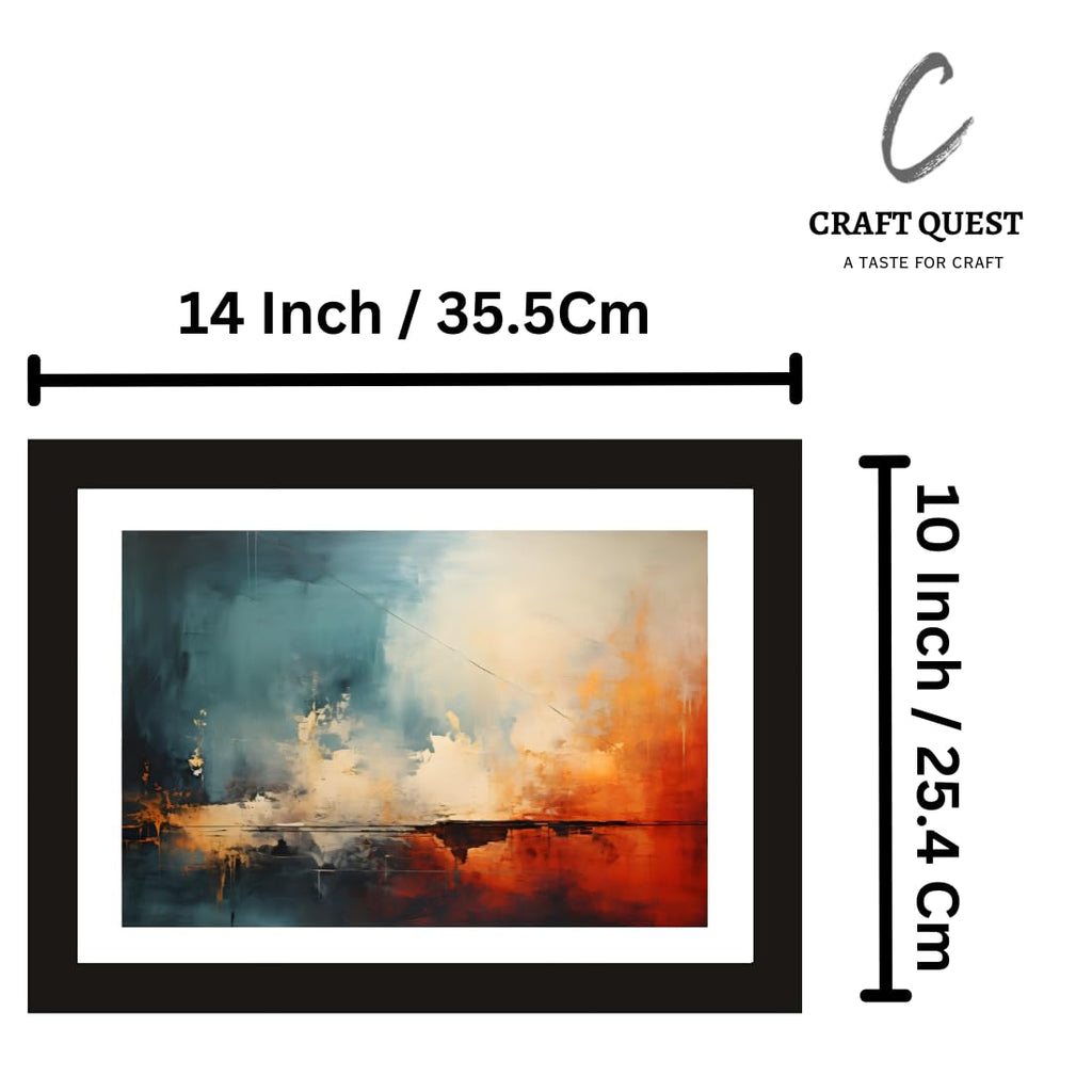 CRAFT QUEST Abstract Modern Art Painting Poster Frame for Home & Office Wall Decoration - Portrait, Wall Display (Black, 14x10 Inch Frame with Art Print)