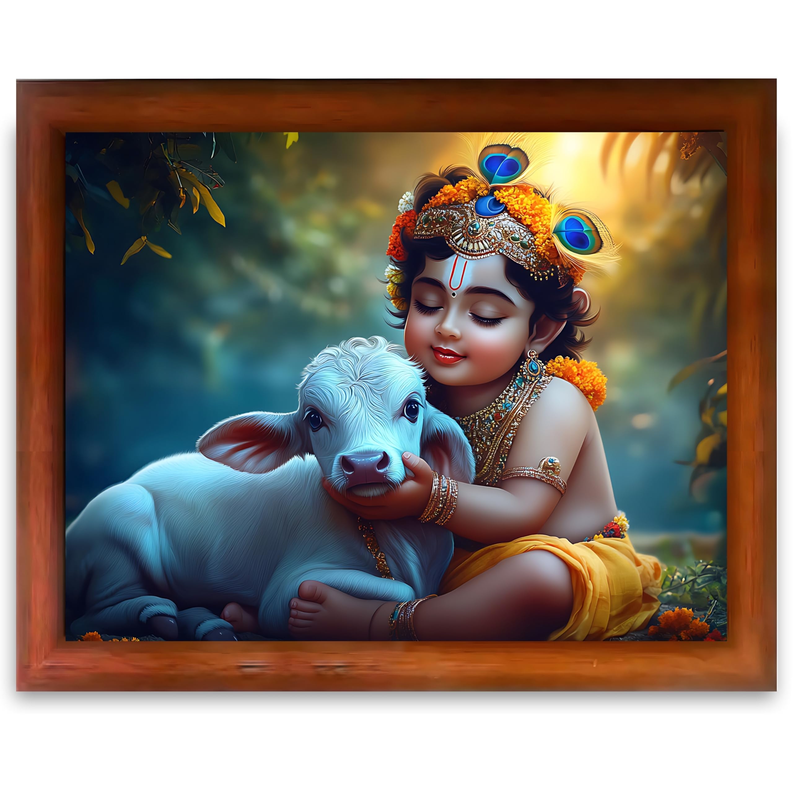 CRAFT QUEST Little Krishna Bal Gopal Wall Photo Frame | Hindu God Kanha Devotional Home Decor | Gift Item