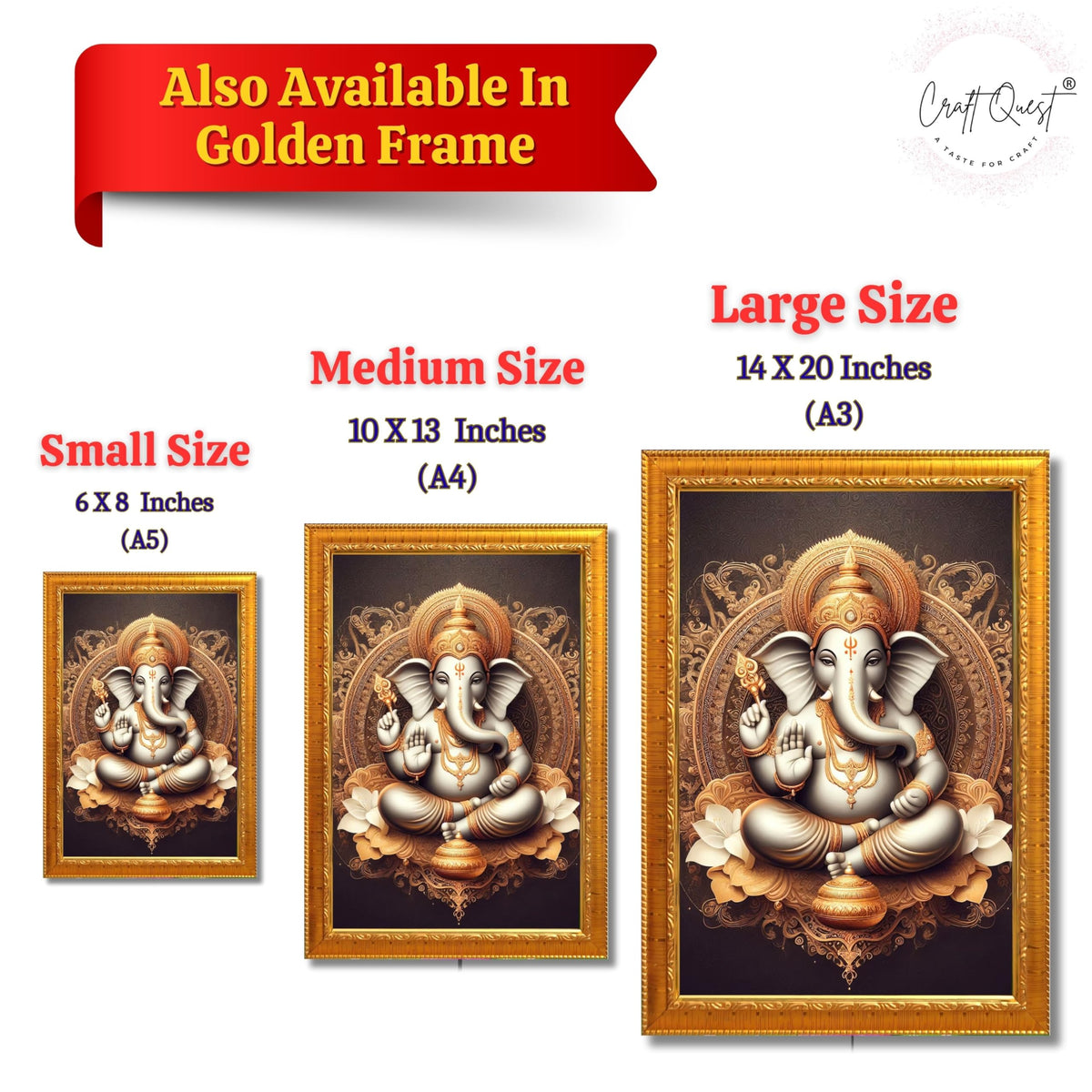 CRAFT QUEST Ganesh Ganesha Ganesh God Frame for Pooja Room & Wall Decor