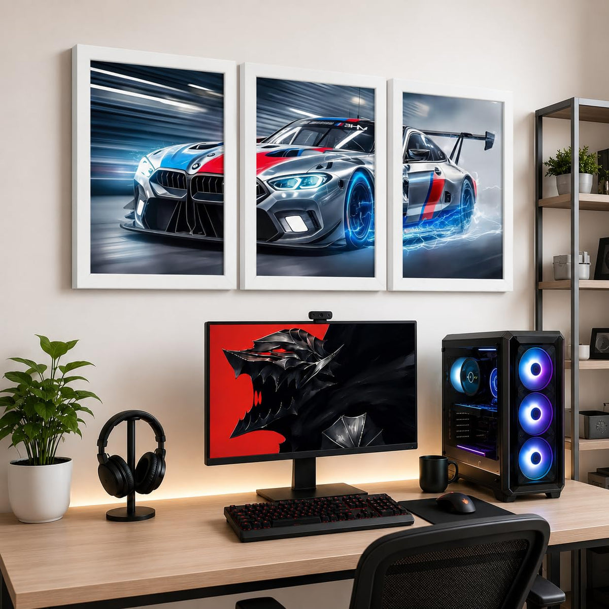VENUXE ARTS Set Of 3 Big Sports Cars Framed Posters Gift Items for Boys Room Wall Decoration Bedroom Living Room Office Studio Décor | Car Poster Frame for Wall Décor