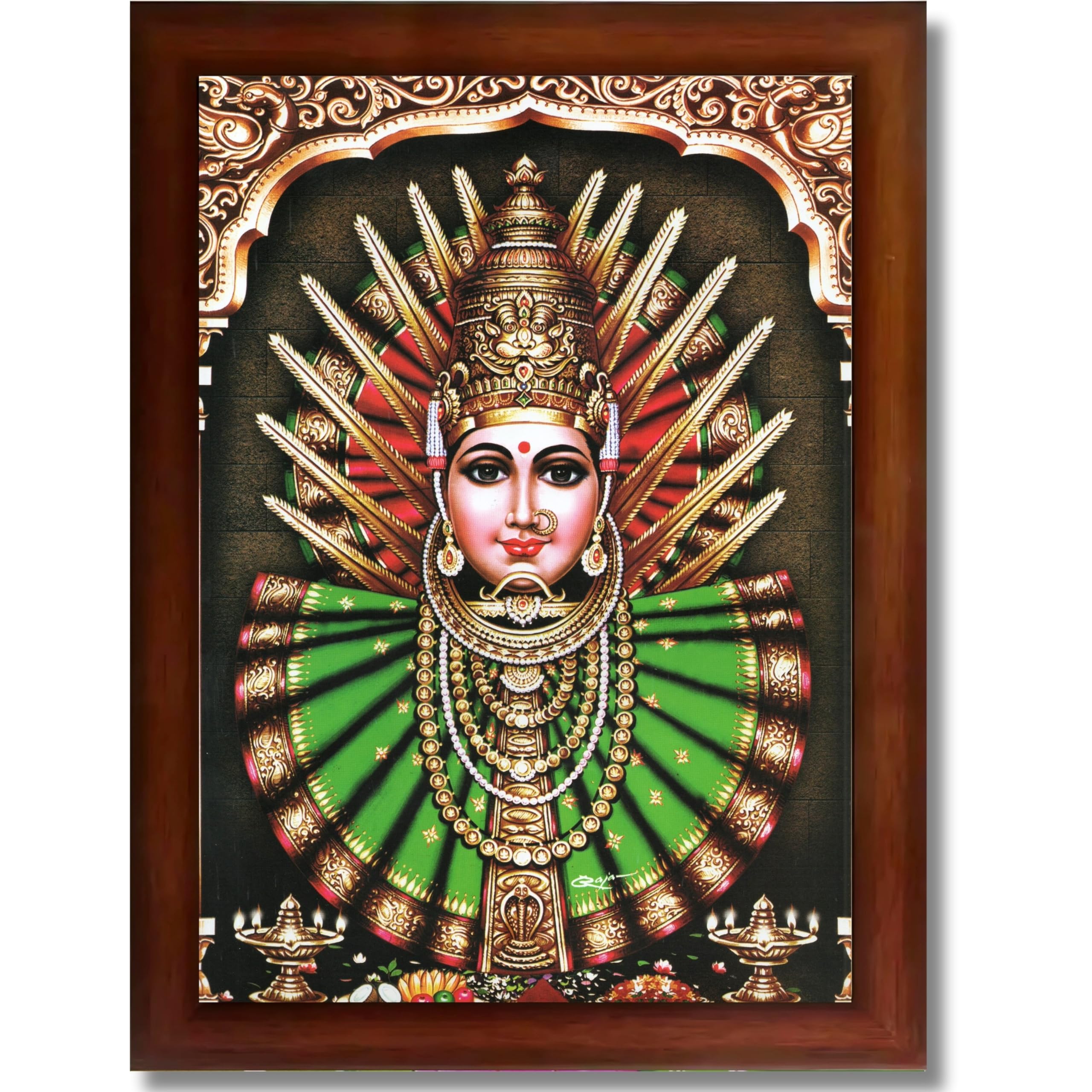 CRAFT QUEST Renuka Devi Yellamma Mata Ellamma Thalli Wall Photo Frame | South God Picture Frame for Home, Office, Temple & Gifting, Decor