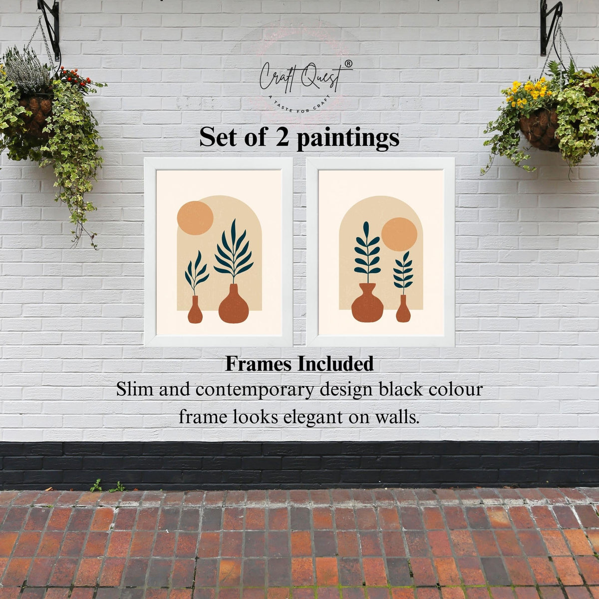 CRAFT QUEST 2 Piece Set of Wall Art poster Frame Painting for Wall Decoration With Acrylic Glass, living room, Home, Restraunt, Office
