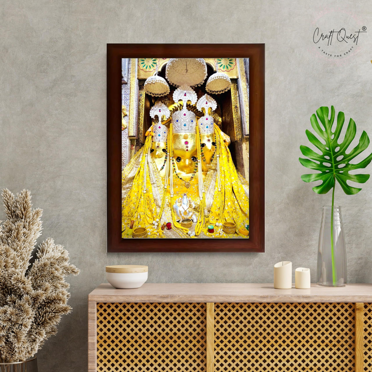 CRAFT QUEST Baglamuklhi maa/mata wodden Religious Photo Frame for Home, Office