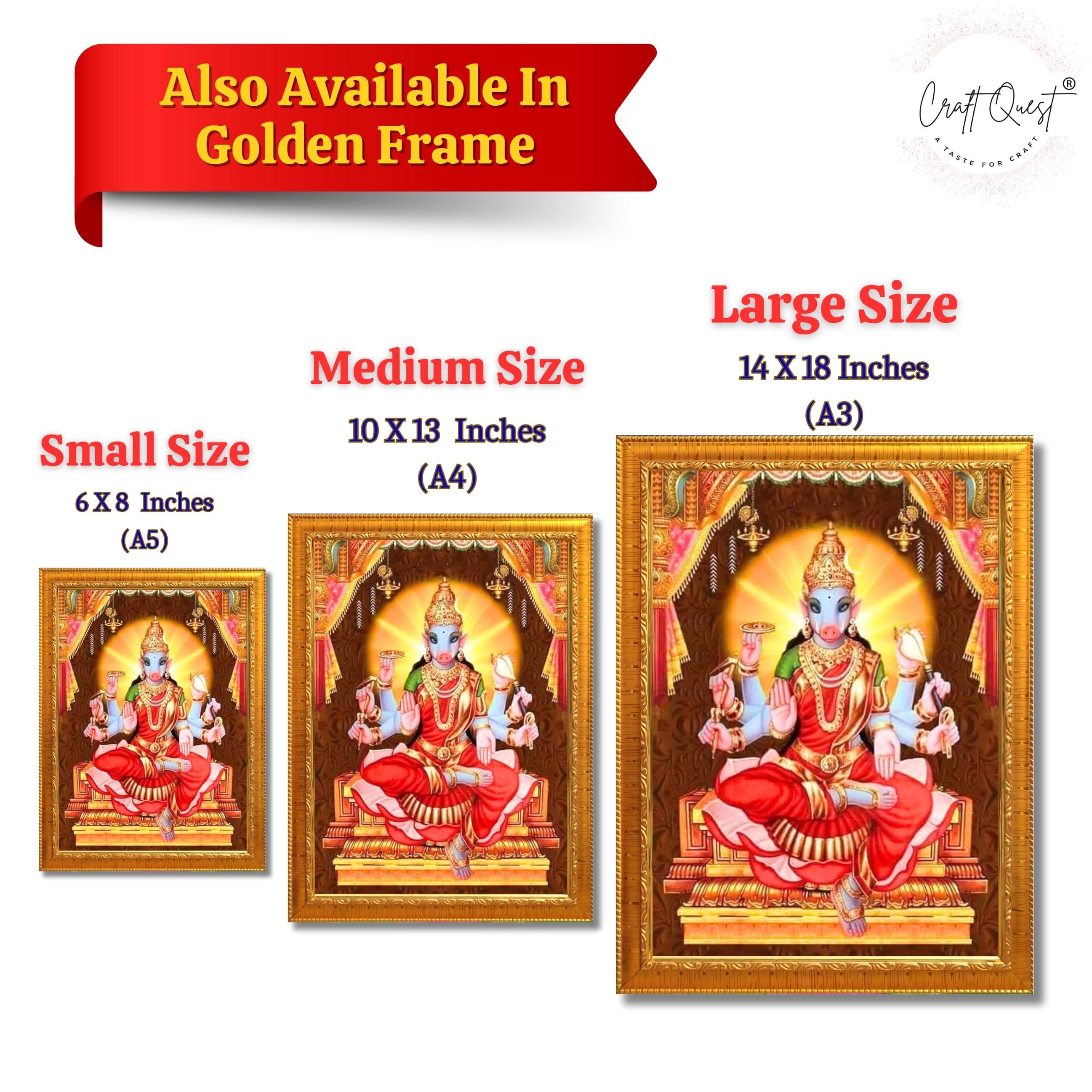 CRAFT QUEST God Varahi Amman Photo Varahi Wall Painting Photo Frame With Acrylic Glass| South Devi God Frame for Home, Office, Temple & Gifting