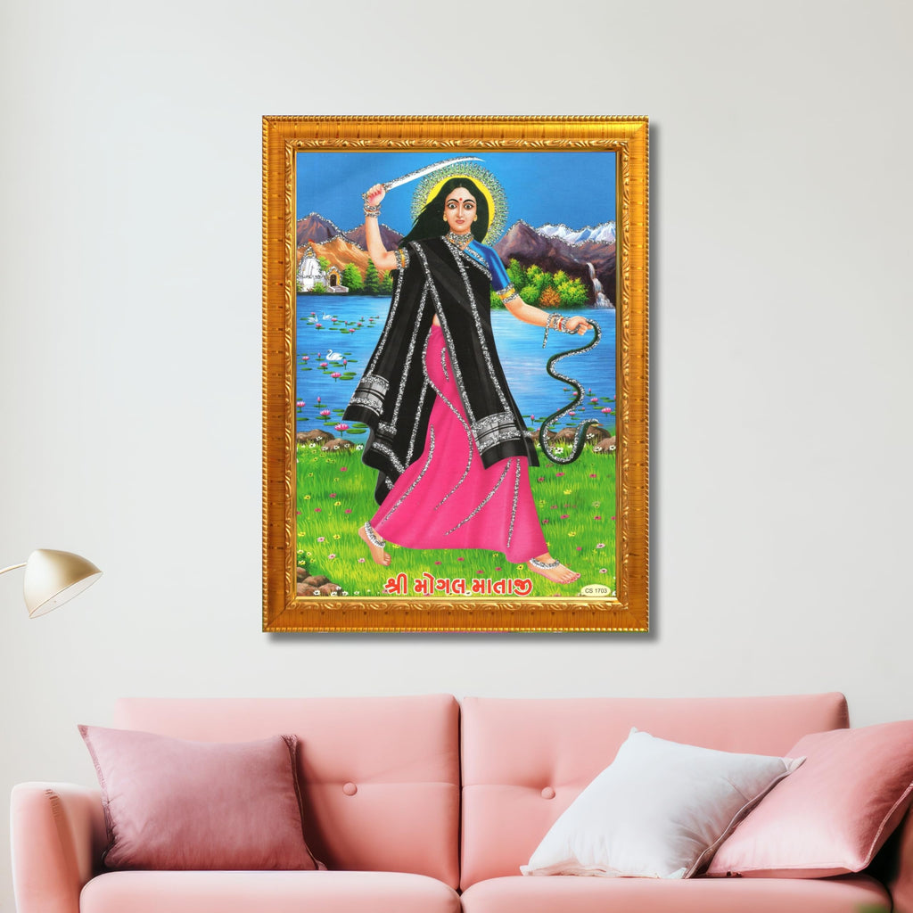 CRAFT QUEST Mogal Mataji Photo frame | Acrylic, Lightweight | Hindu God Spiritual Framed | Ideal for Home, Office, Temple & Puja Room, Wall Decor