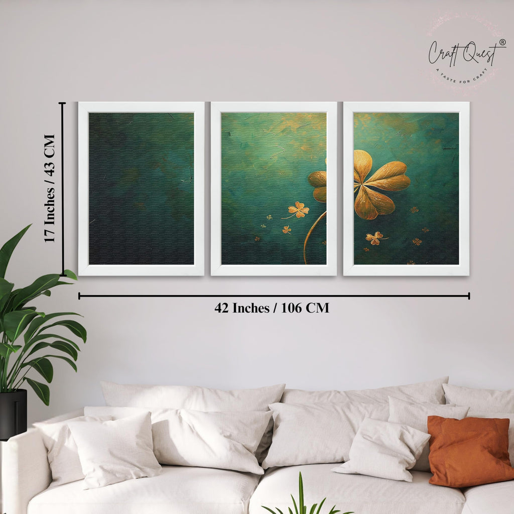 CRAFT QUEST Nature Inspired Flowers & Leaves Wall Art | Set of 3 Frames for Home Decoration | Ideal for Living Room, Bedroom & Offices