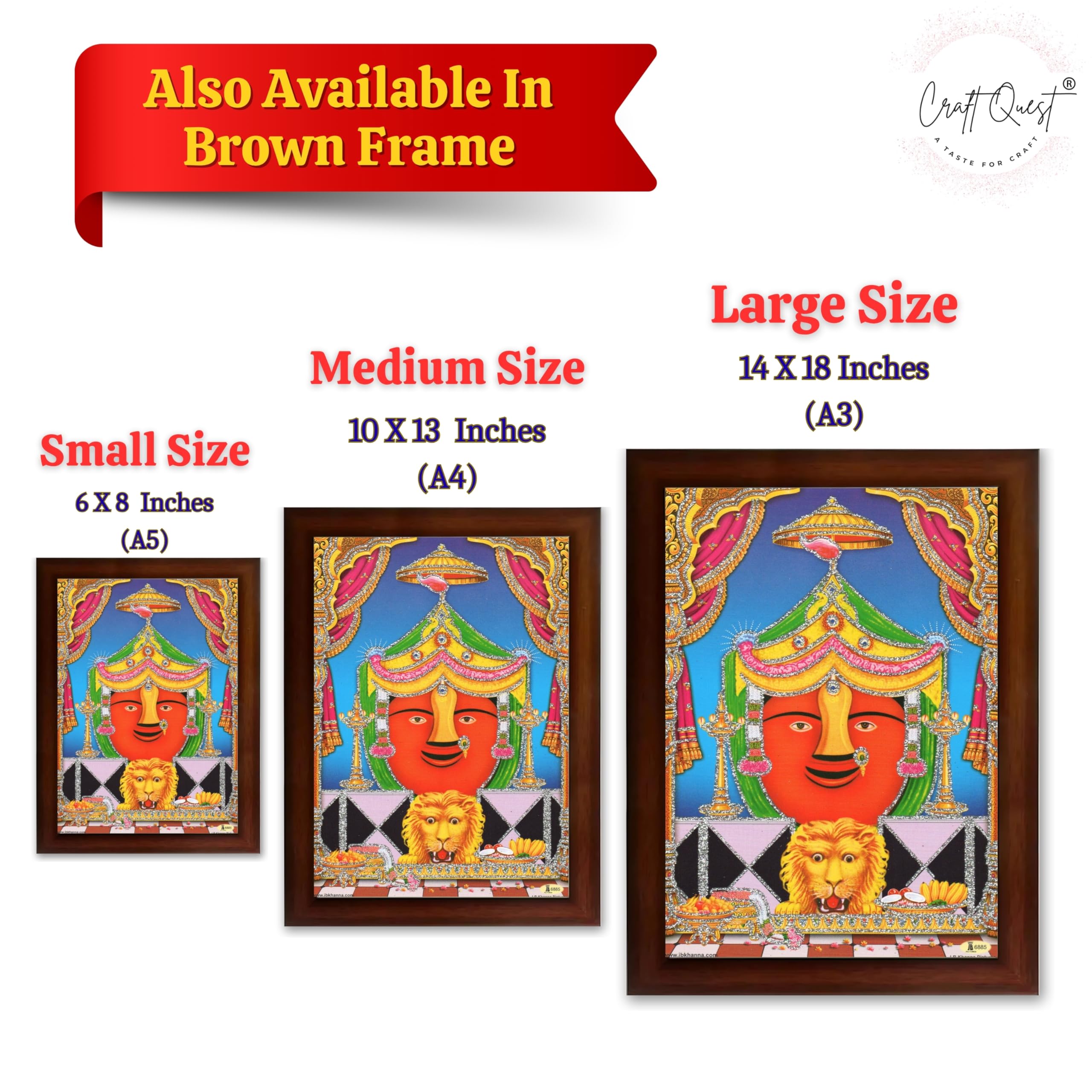 CRAFT QUEST Renuka mata Wooden Photo Frame With Acrylic Sheet For Worship/Pooja