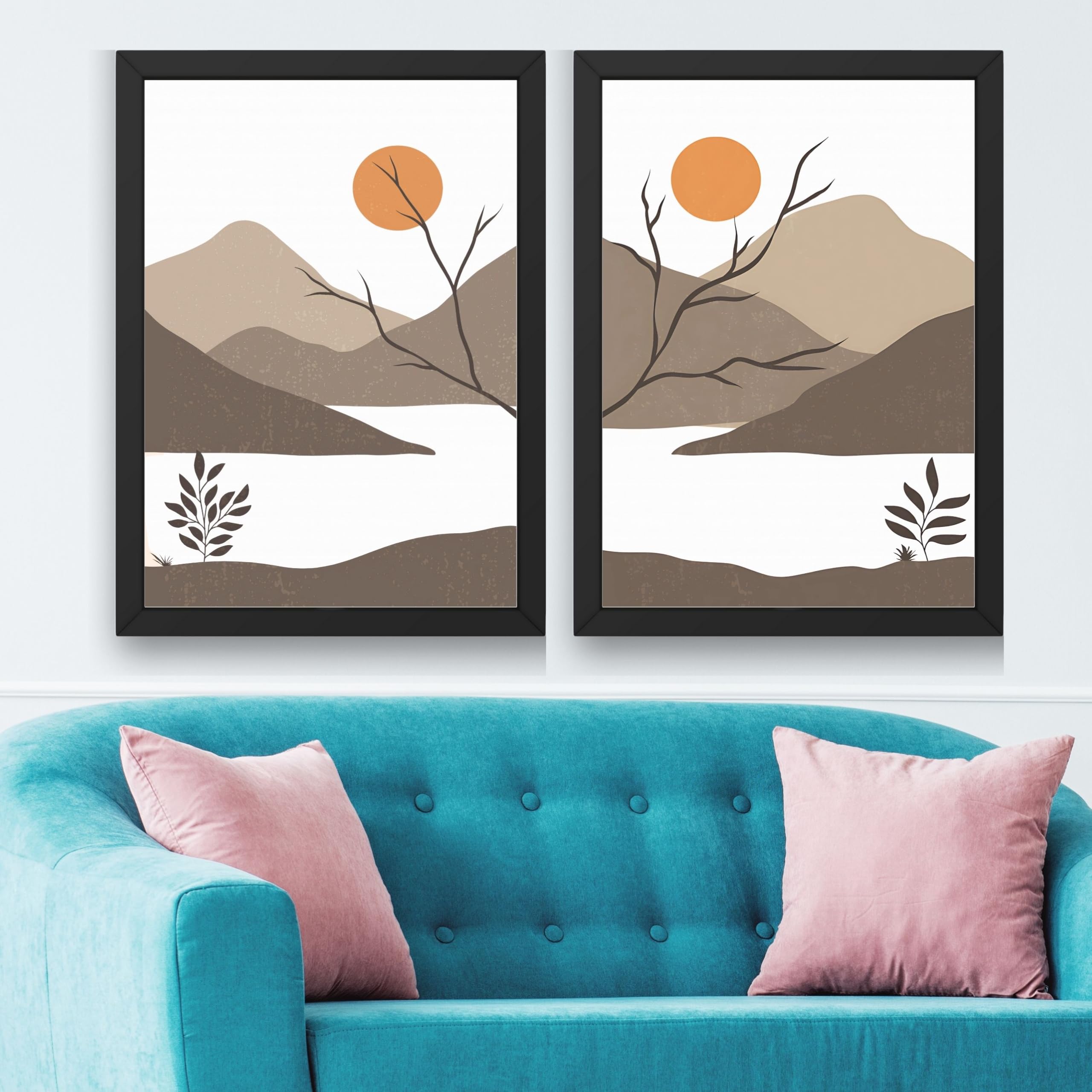 CRAFT QUEST Set of 2 piece Wall Art poster Frame Painting for Wall Decoration With Acrylic Glass, living room, Home, Office