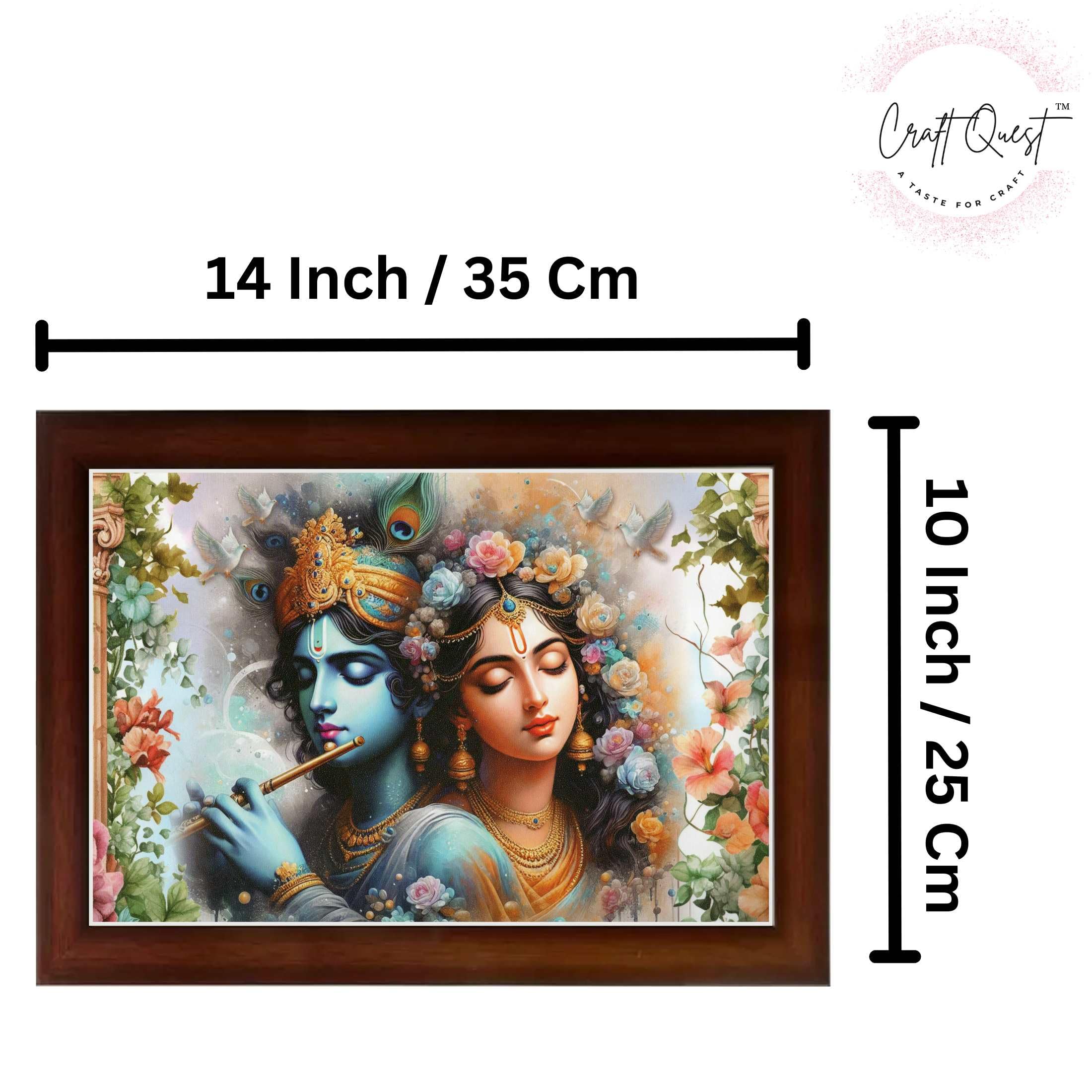 CRAFT QUEST Radha Krishna Art Photo Framed Painting for Home and Bedroom Wall Decoration of Size 14X10 Inches with Frame And Acrylic Glass RK212