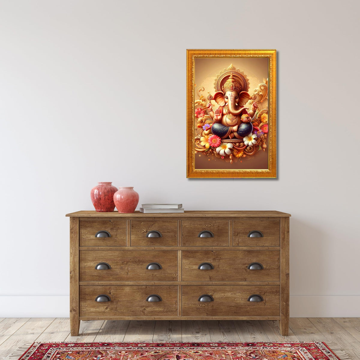 CRAFT QUEST Ganesh Ganesha Art Framed Painting Ready to Hang and Wall Home Decor