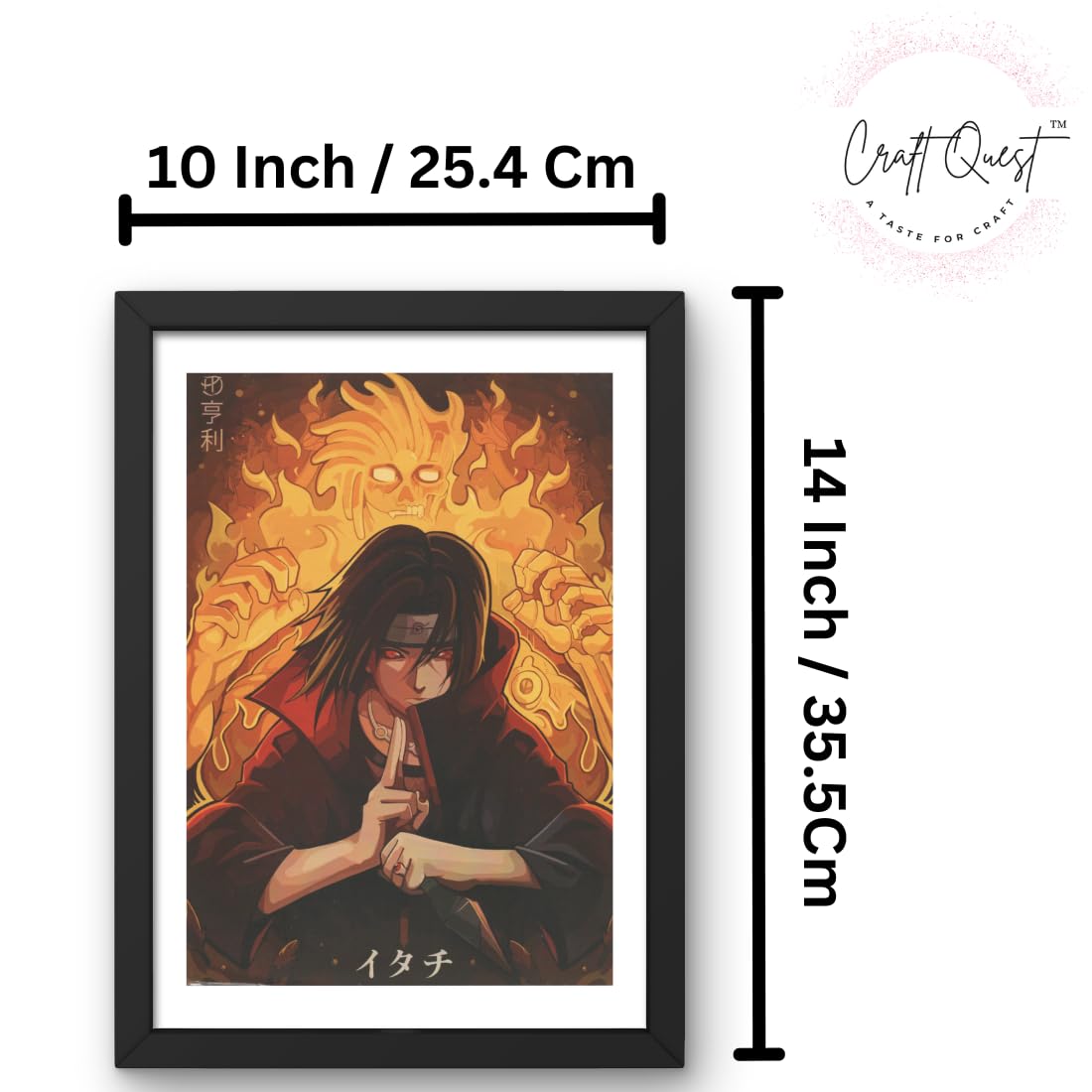 CRAFT QUEST Naruto Anime Poster Laminated Posters Framed Painting For Anime Naruto Fans Wall Decor, Home Decor with Matte Black Frame (14 Inches x 10 Inches)