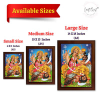 CRAFT QUEST Durga mata Mahishasura Mardini | Mahisasur Mardhini Durga Maa Wall Painting Framed, Religious Photo Frame With Acrylic Glass