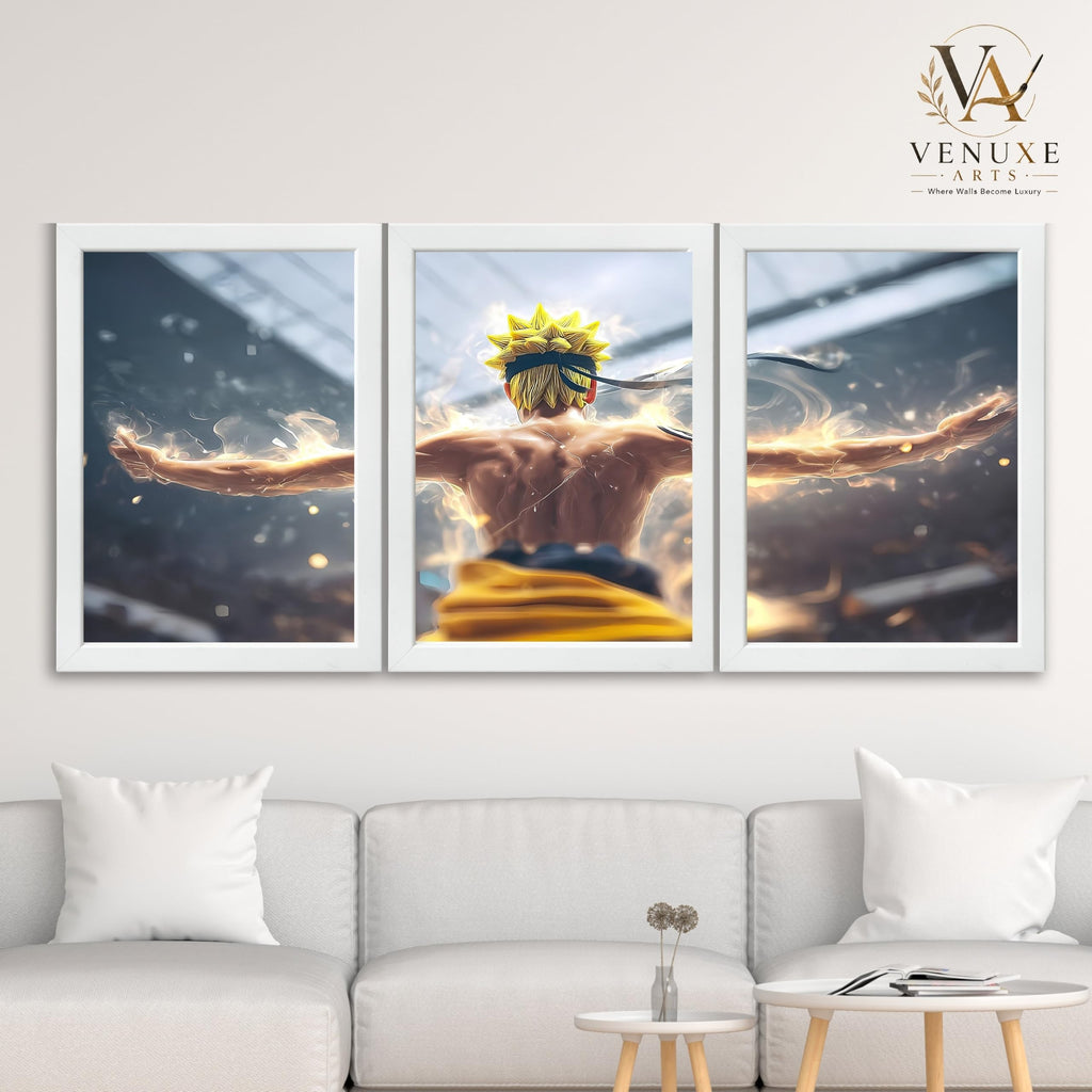 VENUXE ARTS Set Of 3 Anime Characters Wall Framed |Anime Characters Framed Poster for Living Room Bedroom Gaming Room Studio Wall Decor