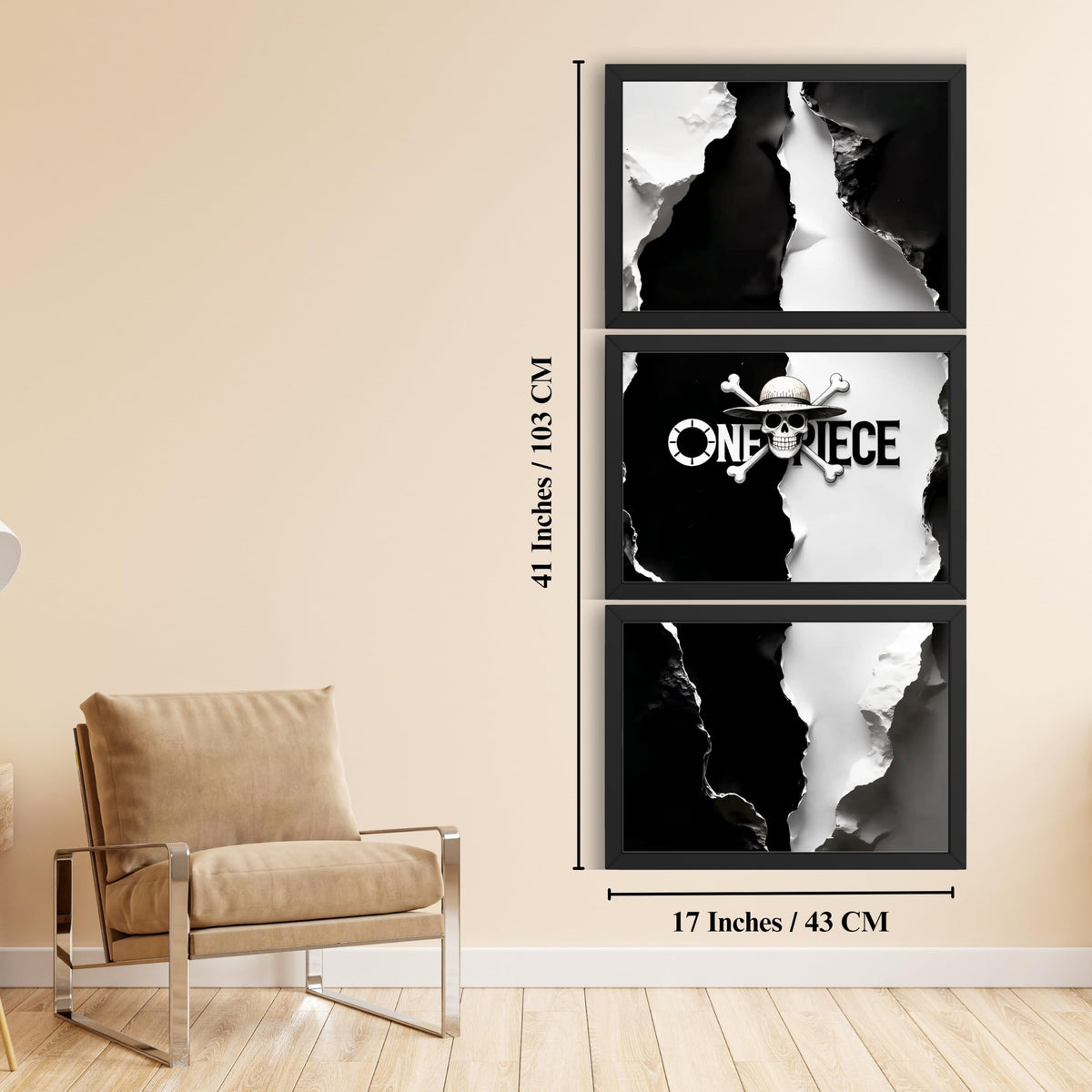 VENUXE ARTS Set Of 3 Anime Characters Wall Framed |Anime Characters Framed Poster for Living Room Bedroom Gaming Room Studio Wall Decor
