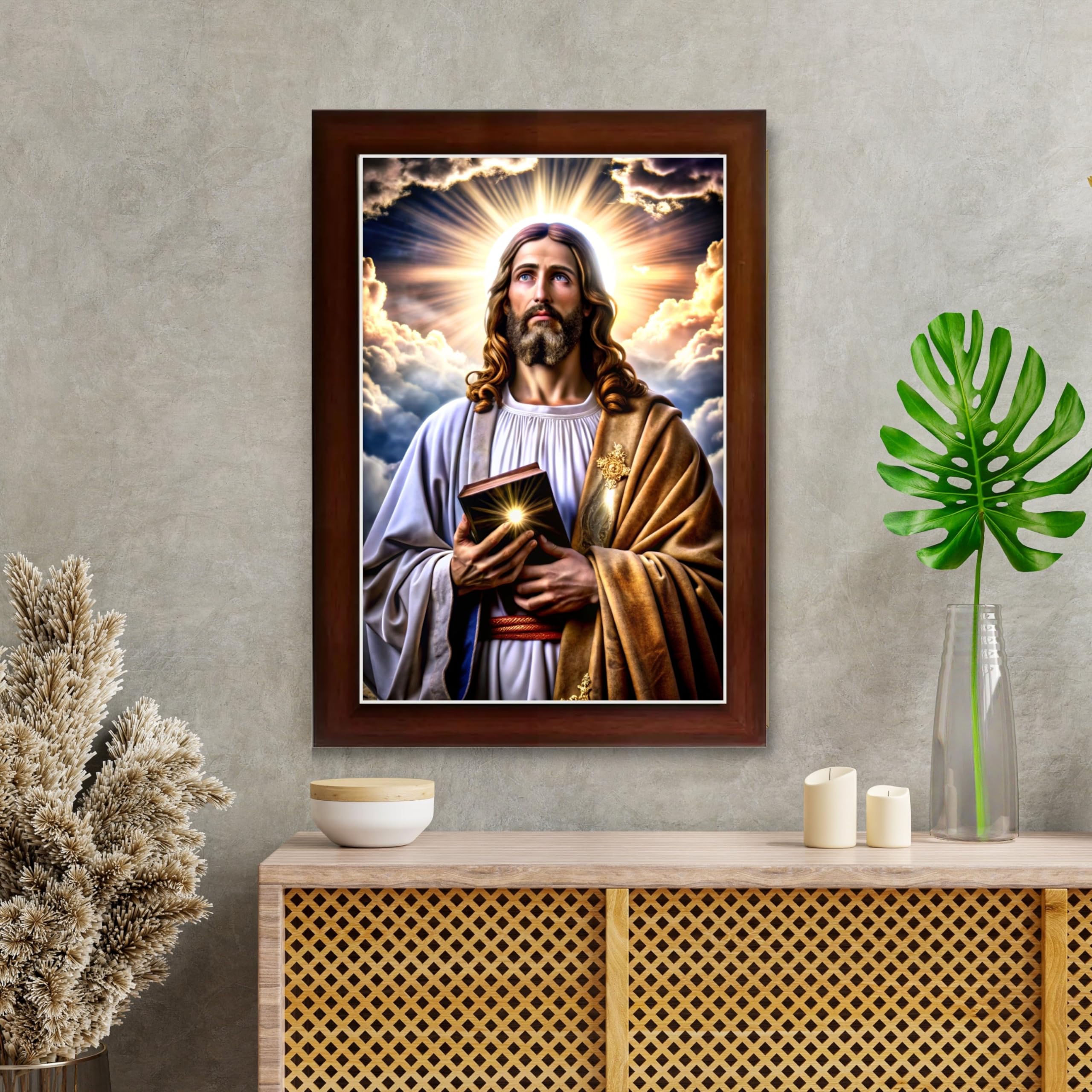 CRAFT QUEST Jesus Christ Christmas Wall Artwork Photo Frame Spiritual Christian Wall Décor for Prayer Room