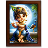 CRAFT QUEST Bal Gopal Painting | Mohan Murari Kanha Ji Poster | Walls Home Bedroom Living Room Decoration Gift.