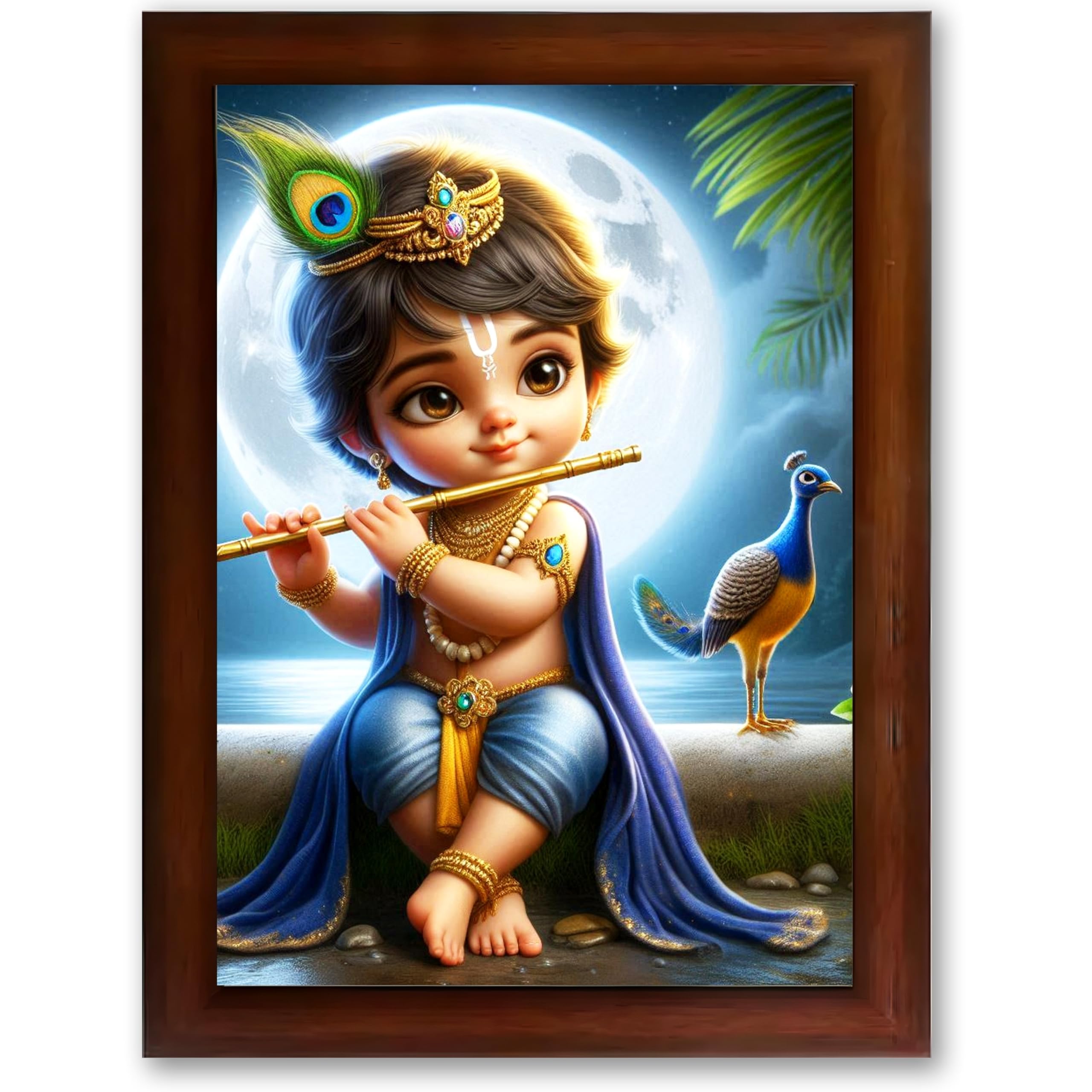 CRAFT QUEST Bal Gopal Painting | Mohan Murari Kanha Ji Poster | Walls Home Bedroom Living Room Decoration Gift.