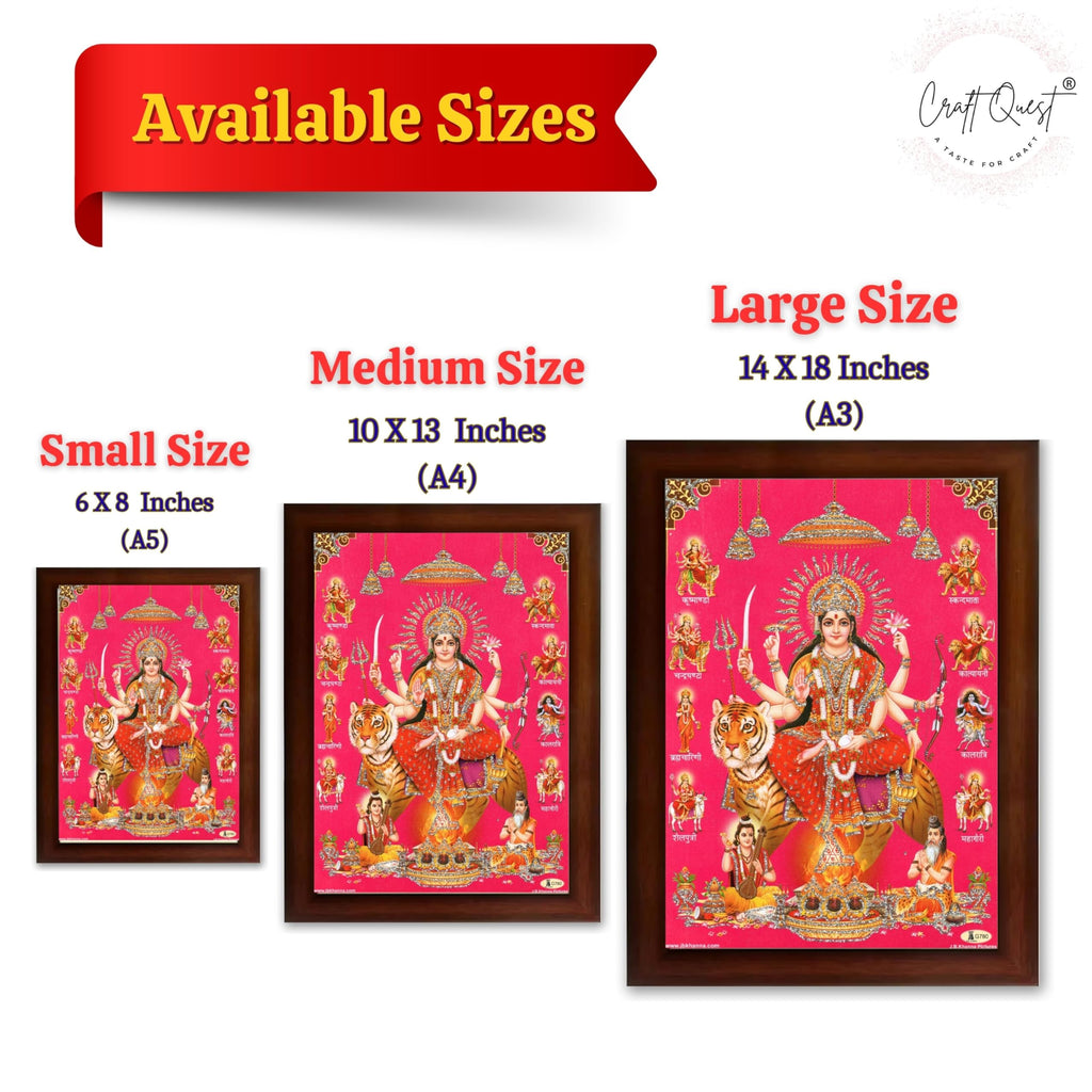 CRAFT QUEST Durga Maa Mata Goddess Nav Navadurga Navdurga Wall Painting Framed Home Décor