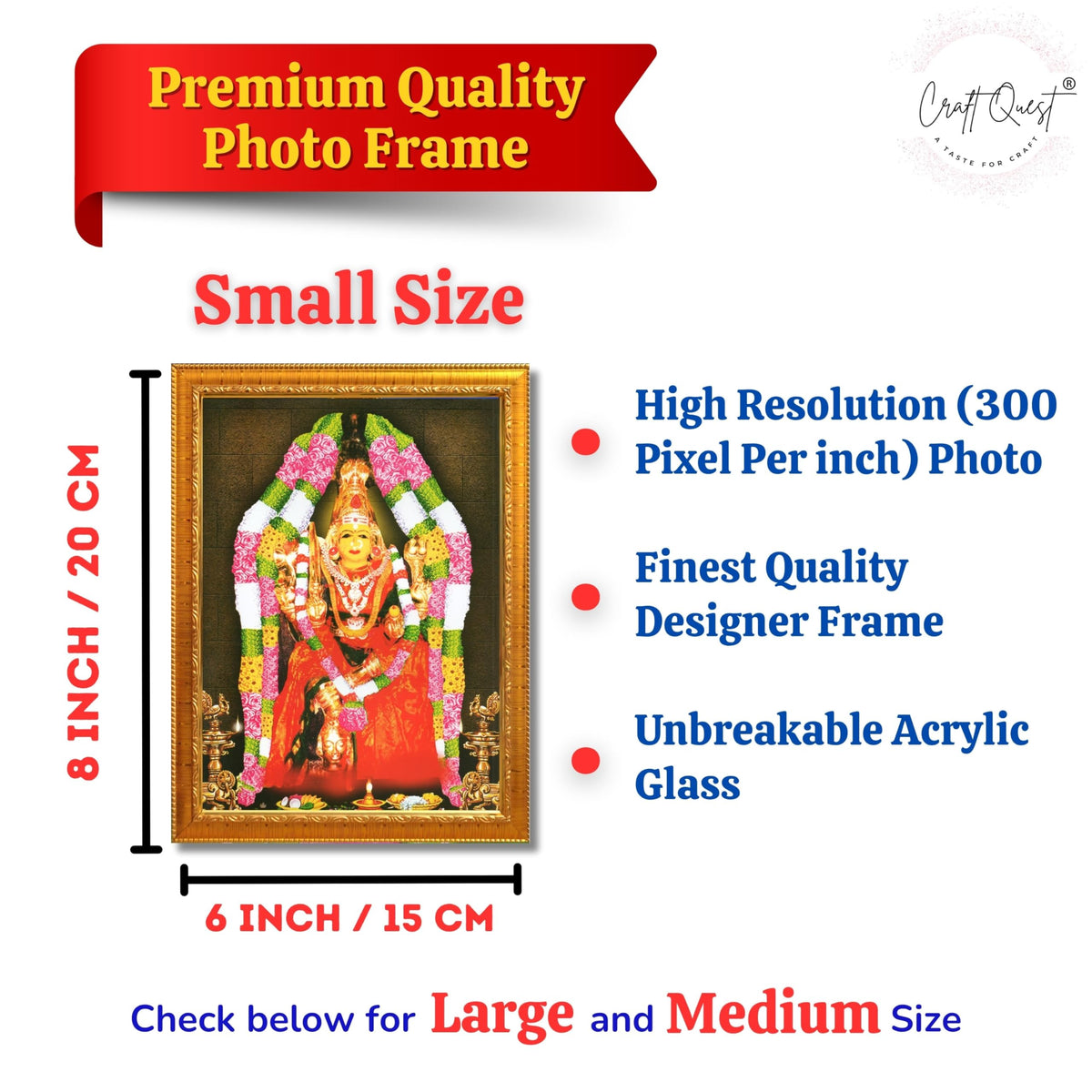 CRAFT QUEST Angala Parameswari Amman Angalamman Photo Frame For Walls, Room, Pooja,Home,Temple Décor Framed