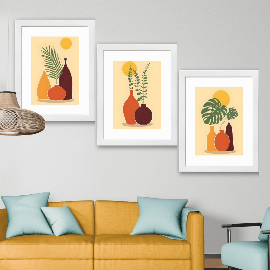 CRAFT QUEST Wall Art Decor Paintings | Set of 3 FLORAL Wall Art Frames for Home Decoration | Ideal for Living Room, Bedroom & Offices