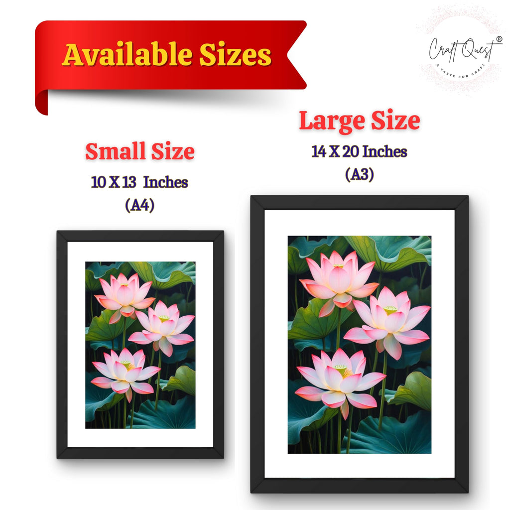 CRAFT QUEST Lotus Photo Frame Wall Vastu,Lotus Flower, Kamal Phool Painting for Vastu | Paintings for Home Decoration, Living room, and Office Décor