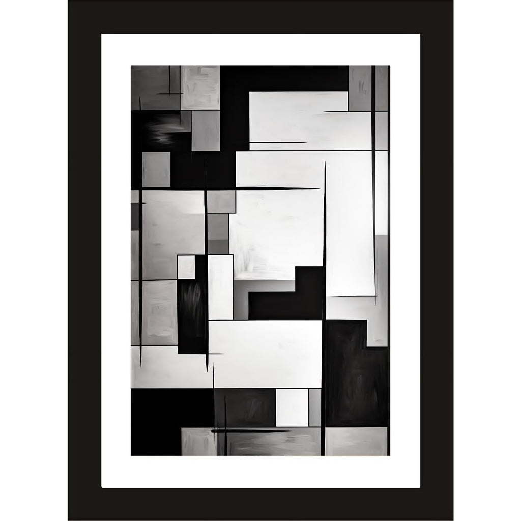 CRAFT QUEST Abstract Digital Fractal Flow Modern Art Painting Poster Frame for Home & Office Wall Decoration - Portrait, Wall Display (Black, 14x10 Inch Frame with Art Print)